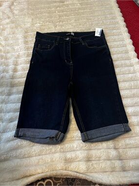 Pep&Co Dark Blue Denim Roll-Cuff Shorts